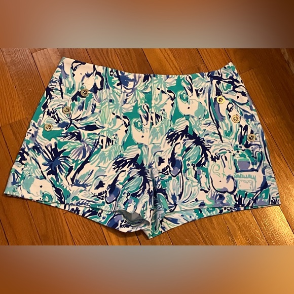 Lilly Pulitzer Marina Knot Tropical Elephant Shorts Size 8 - Picture 3 of 11